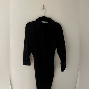 Zara Size Medium Black Waisted Straight Shirt Dress With Collar